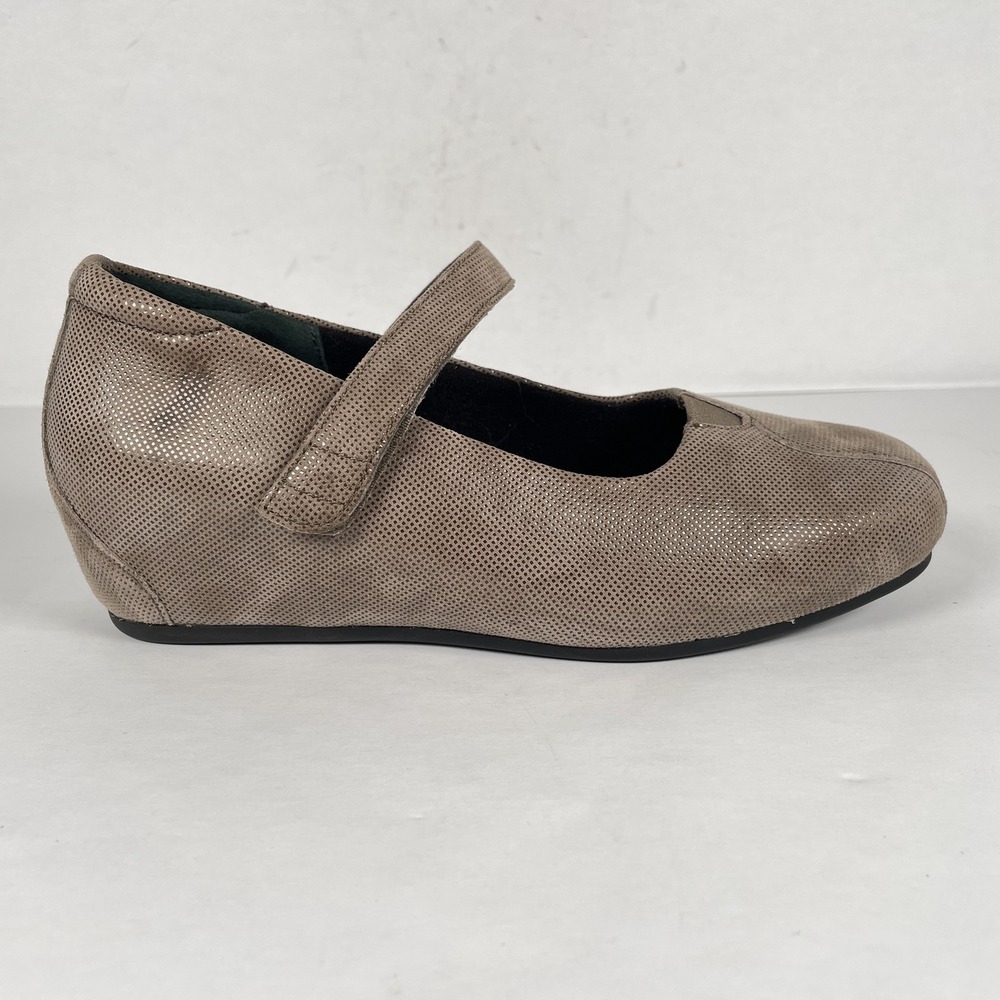 Ziera Shoes Womens Size 36 Wide Taupe Leather Mary Jane Comfort Low Wedge Casual